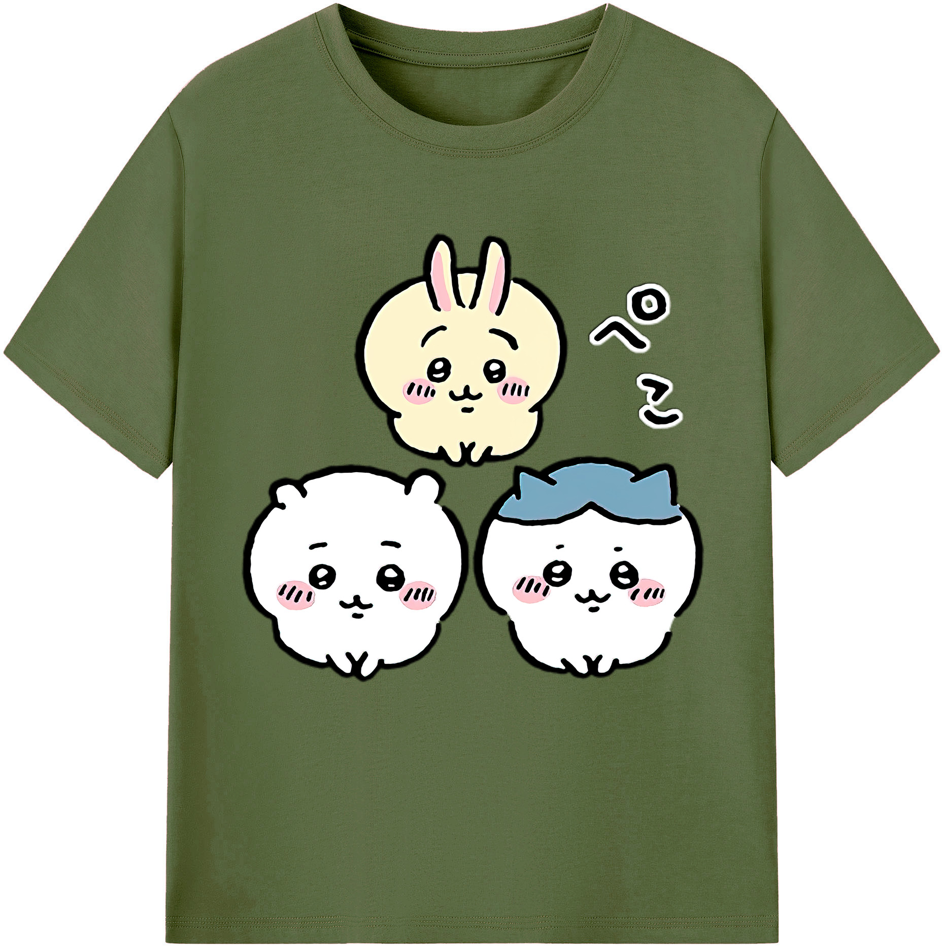 （画像用） ちいかわ うさぎ Chii-kawa usagi 綿100％半袖Tシャツ（フロントプリント）